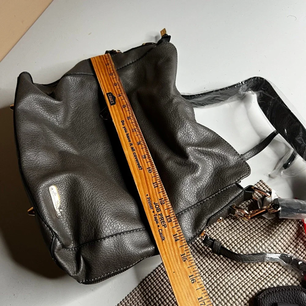 Montana West Select Concealed Carry Hobo Bag Gray Studded Vegan Leather Holster